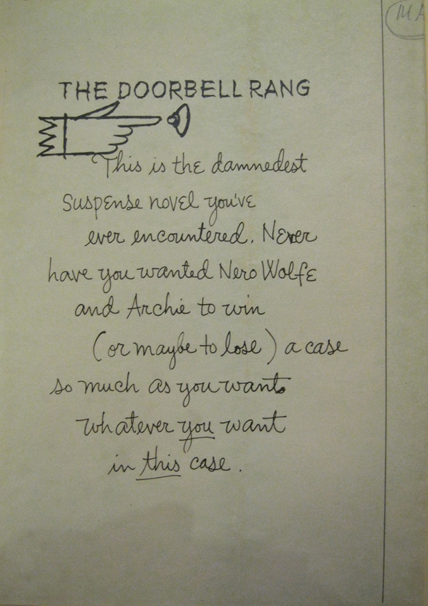 Doorbell Rang Jacket Cover proposed blurb