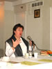Sharon Doyle - Head Writer of A&E TV Series - speaking to a rapt Assembly
